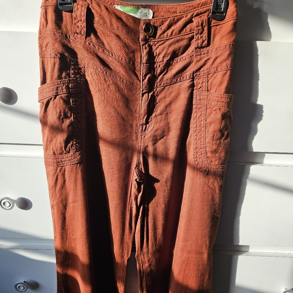 High-Rise Rust Orange Utility Pants for Women